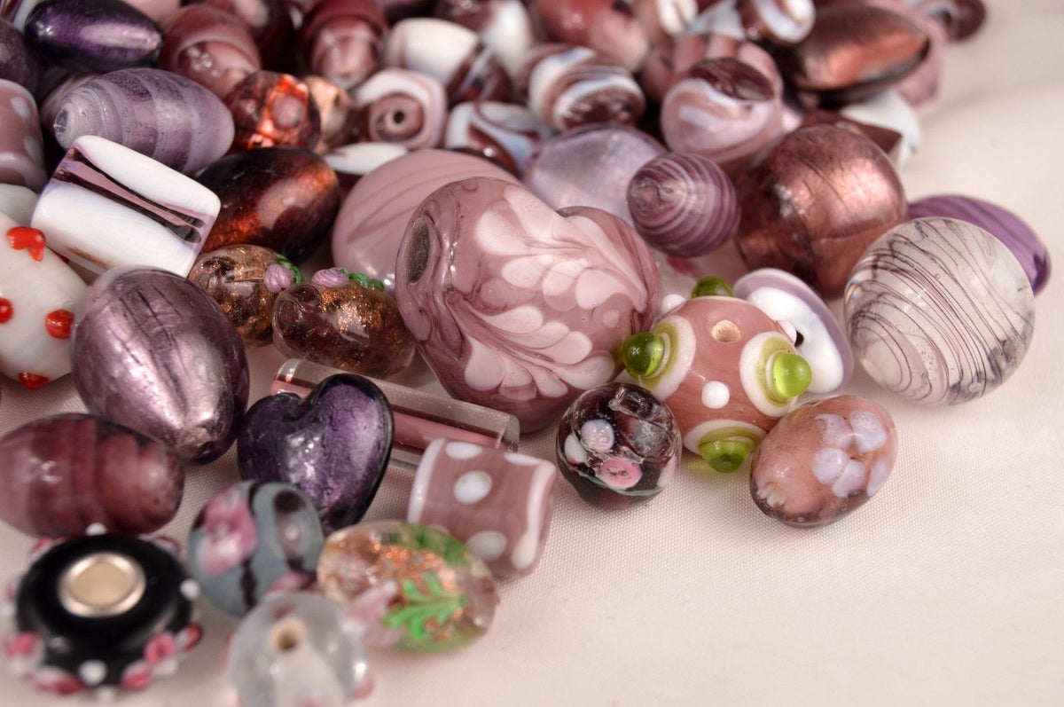 19 Mixed Color Lampwork Glass Beads - 8mm to 17mm Mixed Beads