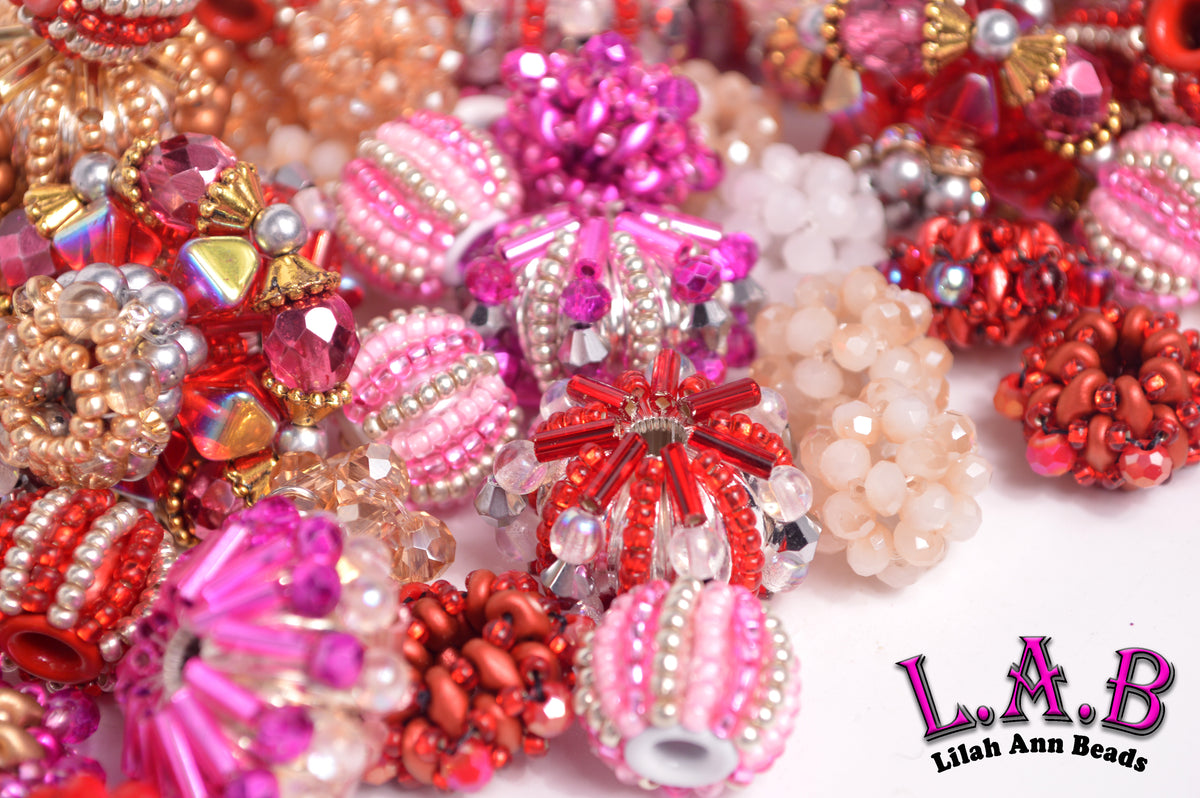 6 Pieces of Handmade Lilah Ann Valentine's Beaded Beads BYV100