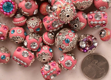 10 pieces Handmade, Indonesian, Boho Beads, Elite Lilah Ann - Pink I103