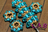 2 or 10pc Gold & Blue - Fine, Handmade Beaded Beads -Miyuki and Czech glass  - Large Hole - Lilah Ann Beads -OS109