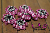 2 or 10pc Black & Pink - Fine, Handmade Beaded Beads -Miyuki and Czech Glass  - Large Hole - Lilah Ann Beads -OS105