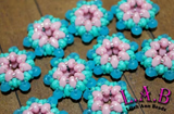 2 or 10pc Aqua & Pink - Fine, Handmade Beaded Beads -Miyuki and Czech glass  - Large Hole - Lilah Ann Beads -OS107