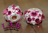 Fine 22mm Handmade Pave Beads 2pc or 4pc - Austrian Crystal - Sterling Silver Large Hole - Lilah Ann Beads CK