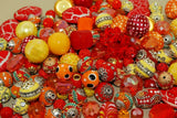 20 pieces Jesse James Beads Red, Yellow & Orange Indonesian, Hand Beaded JJB507