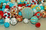 20 pieces Jesse James Beads Red, Aqua, White, Indonesian, Hand Beaded JJB506