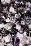 20 pieces Jesse James Beads Black & White, Indonesian, Hand Beaded JJB503