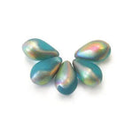 20 pieces High-Quality Czech Glass Beads - 5mm x 12mm side drilled Briolette drops - Aqua Vitrail - BRIO207