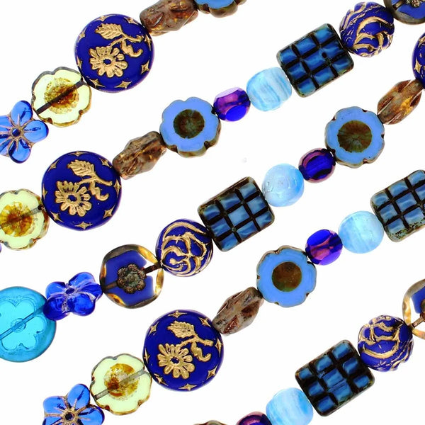 6-inch strand of High-Quality Czech Glass Beads - Table cut mixed - CGS221