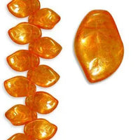 7-inch strand of High-Quality Czech Glass Beads - 14mm x 9mm Lumi Leaves - Leaf400