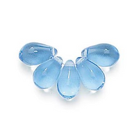 20 pieces High-Quality Czech Glass Beads - 5mm x 12mm side drilled Briolette drops - Light Sapphire - BRIO203