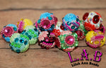 Fine, Handmade Kashmiri style Boho Beads with Czech Glass & Austrian Crystals - 6 pc set - POR10