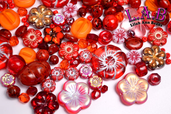 Vintage Red Glass Bead Mix