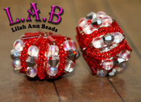 Intricate Hand-Beaded Focal Beads - 2 piece set - 26mm - Fine Czech Glass - BFB111