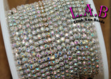 100 Yard Bulk Pack - 2mm Electroplated Brass Rhinestone Cup Chain - Perfect size for Boho Bead Making
