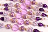 Boho Style Bead strand with Large Crystals and woven beads LA3007