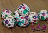 Fine 22mm Handmade Pave Beads 2pc or 4pc - Austrian Crystal - Sterling Silver Large Hole - Lilah Ann Beads CK