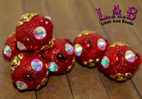 Large Hole Kashmiri style Boho Focal Beads with Glitter - 6 piece set Lilah Ann Beads KF301
