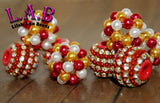 4 piece set of Handmade Coordinated Beads - Hand-Beaded & Chain Wrapped-COD