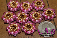 2 or 10pc Gold & Pink - Fine, Handmade Beaded Beads -Miyuki and Czech glass  - Large Hole - Lilah Ann Beads -OS106