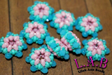 2 or 10pc Aqua & Pink - Fine, Handmade Beaded Beads -Miyuki and Czech glass  - Large Hole - Lilah Ann Beads -OS107