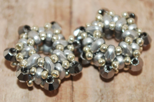 2 or 10pc Silver - Fine, Handmade Beaded Beads -Miyuki and Czech glass  - Large Hole - Lilah Ann Beads -OS101