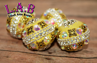 Intricate Boho Beads Handmade with Crystals - 2 piece set - 26mm Yellow - RSF102