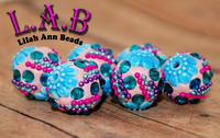 Handmade Boho Beads with Porcelain and crystals - 2 piece set - 16mm - POR10rainbow