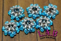 2 or 10pc Silver & Blue - Fine, Handmade Beaded Beads -Miyuki and Czech glass  - Large Hole - Lilah Ann Beads -OS100