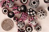 10 pieces Handmade, Indonesian, Boho Beads, Elite Lilah Ann - Black & Pink I101