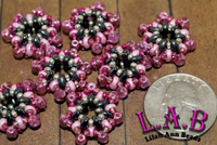 2 or 10pc Black & Pink - Fine, Handmade Beaded Beads -Miyuki and Czech Glass  - Large Hole - Lilah Ann Beads -OS105