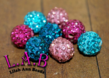 Dollar Deal - 8 pieces of Beautiful, crystal pave beads - pink & blue - 10mm - DD100