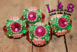 Fine, Handmade Kashmiri style Boho Beads with Czech Glass & Austrian Crystals - 6 pc set - POR10