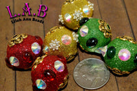 Large Hole Kashmiri style Boho Focal Beads with Glitter - 6 piece set Lilah Ann Beads KF300