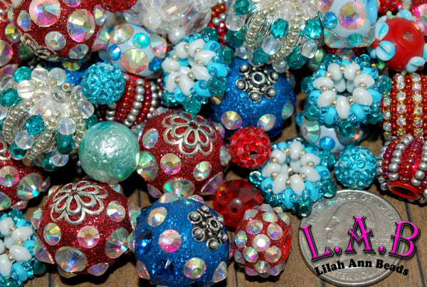 Large Hole Valentines 20 Piece Bead Mix - Handmade Lampwork
