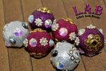 Large Hole Kashmiri style Boho Focal Beads with Glitter - 6 piece set Lilah Ann Beads KF300