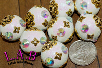 Fine, Handmade Kashmiri style Boho Beads with Austrian Crystal & Glitter - 6 pc set- Large Hole KF400