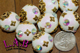Fine, Handmade Kashmiri style Boho Beads with Austrian Crystal & Glitter - 6 pc set- Large Hole KF400