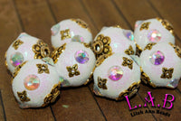 Fine, Handmade Kashmiri style Boho Beads with Austrian Crystal & Glitter - 6 pc set- Large Hole KF400