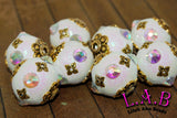 Fine, Handmade Kashmiri style Boho Beads with Austrian Crystal & Glitter - 6 pc set- Large Hole KF400