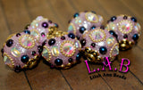 Fine, Handmade Kashmiri style Boho Beads with Austrian Crystal & Glitter - 6 pc set- Large Hole KF401