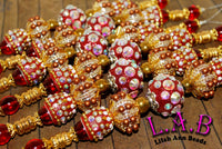 New strand of Lilah Ann Beads - Hand-Beaded, Bohos with Austrian Crystal, Lampwork Glass - LA1009