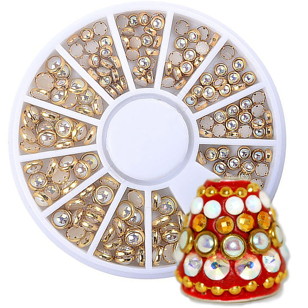 240 pc Imitation Pearl Cabochons in Metal Bezel - 3mm to 5mm - Perfect size for Boho Bead Making