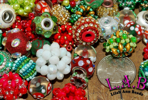 Exquisite, Large Hole Christmas 20 Piece Bead Mix - Lilah Ann Beads 