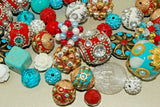 20 pieces Jesse James Beads Red, Aqua, White, Indonesian, Hand Beaded JJB506