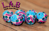 Fine, Handmade Kashmiri style Boho Beads with Czech Glass & Austrian Crystals - 6 pc set - POR10