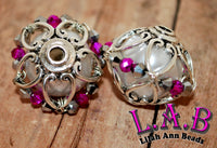 Handmade Wire Wrapped Focal Beads with Crystals - 6 pieces - WFB100